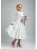 Ivory Short Satin Dotted Tulle Wedding Dress